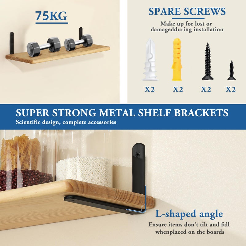 Mooche 4Pack Floating Shelf Bracket, Heavy Duty Shelf Brackets Metal L Brackets for Kitchen Bathroom Shelf Support Wall Mounted with Screw Included (Black, 10*6 Inch) - Image 3